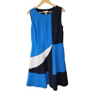 Charter Club Sz 10 Regatta Royale Blue Color Block Sleeveless Dress